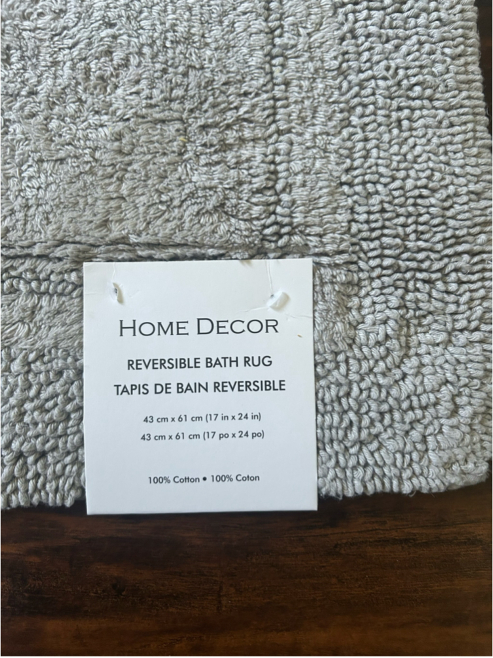 Reversible Bath Rug 17x24 Grey